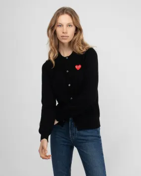 N007 RED HEART CARDIGAN / BLACK