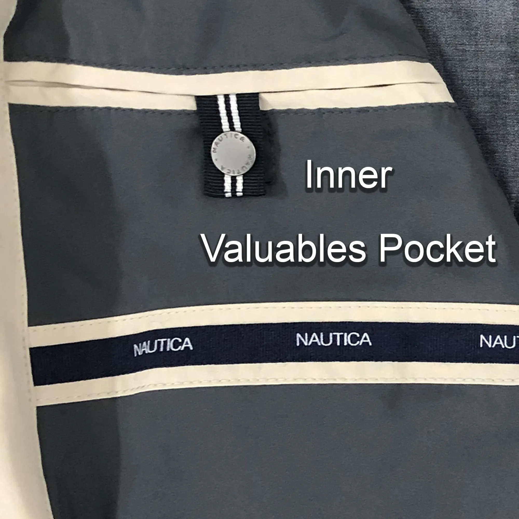 Nautica Mens Lightweight Waterproof Jacket  - NAVY / STONE