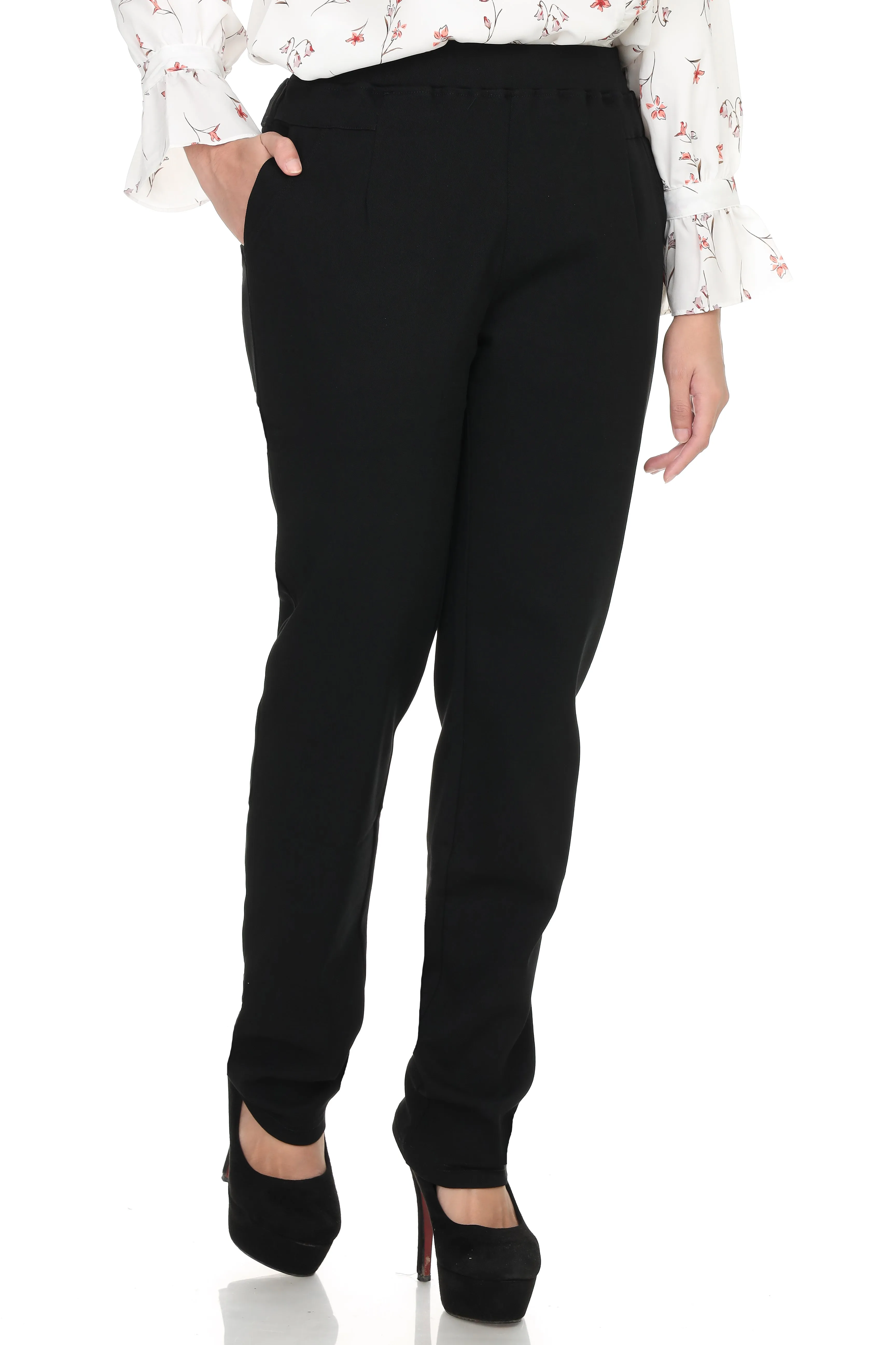 New Pant without Zipper (Thicker Material)- Black