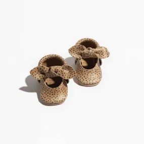 Newborn Almond Speckles Knotted Bow Baby Shoe