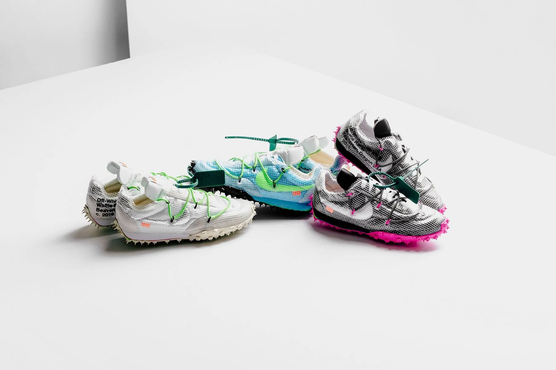 Nike x Off-White Women's Waffle Racer - Vivid Sky/Electric Green-Black