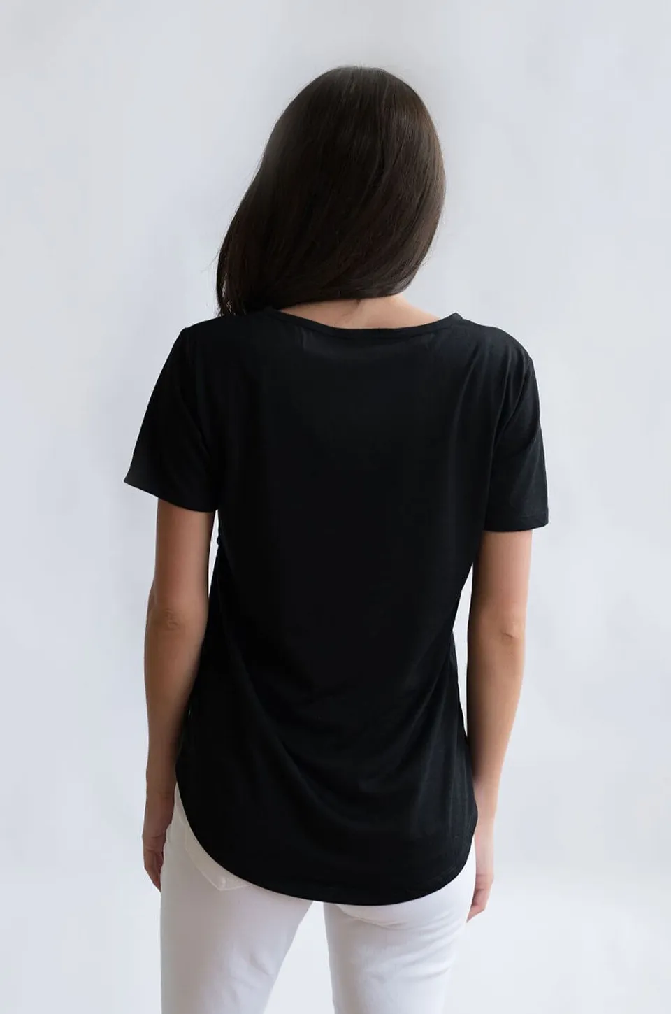 Nursing T-shirt With Asymmetrical Flap - Black