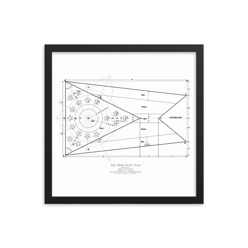 Ohio Flag Blueprint Framed poster