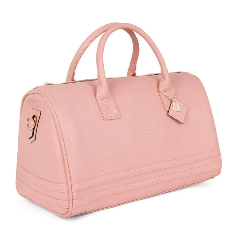 Pastel Blush Apollo 1 Faux Snakeskin Duffle Bag