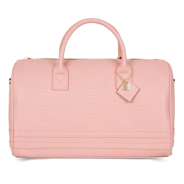 Pastel Blush Apollo 1 Faux Snakeskin Duffle Bag