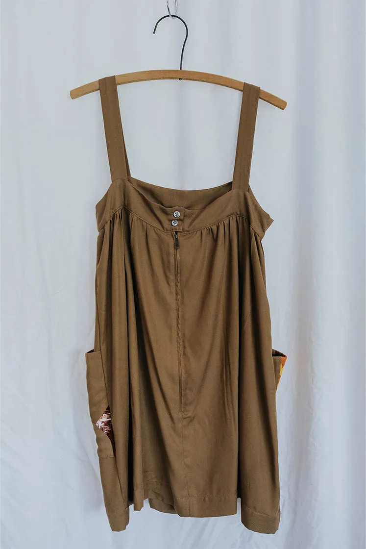 Patch Pocket Trapeze Dress - Russet Brown