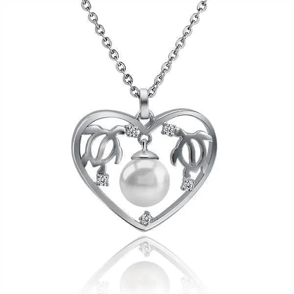 Pearl Honu Heart Pendant