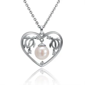 Pearl Honu Heart Pendant