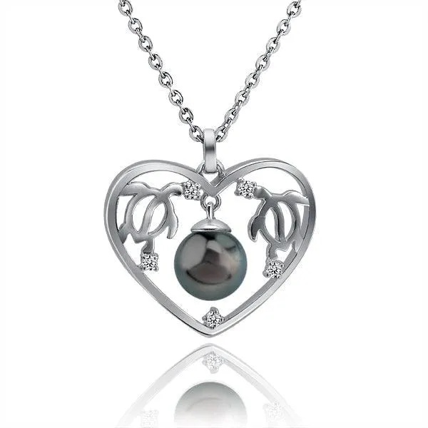 Pearl Honu Heart Pendant