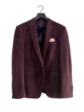 PIER LUIGI Maroon Slim Fit Blazer