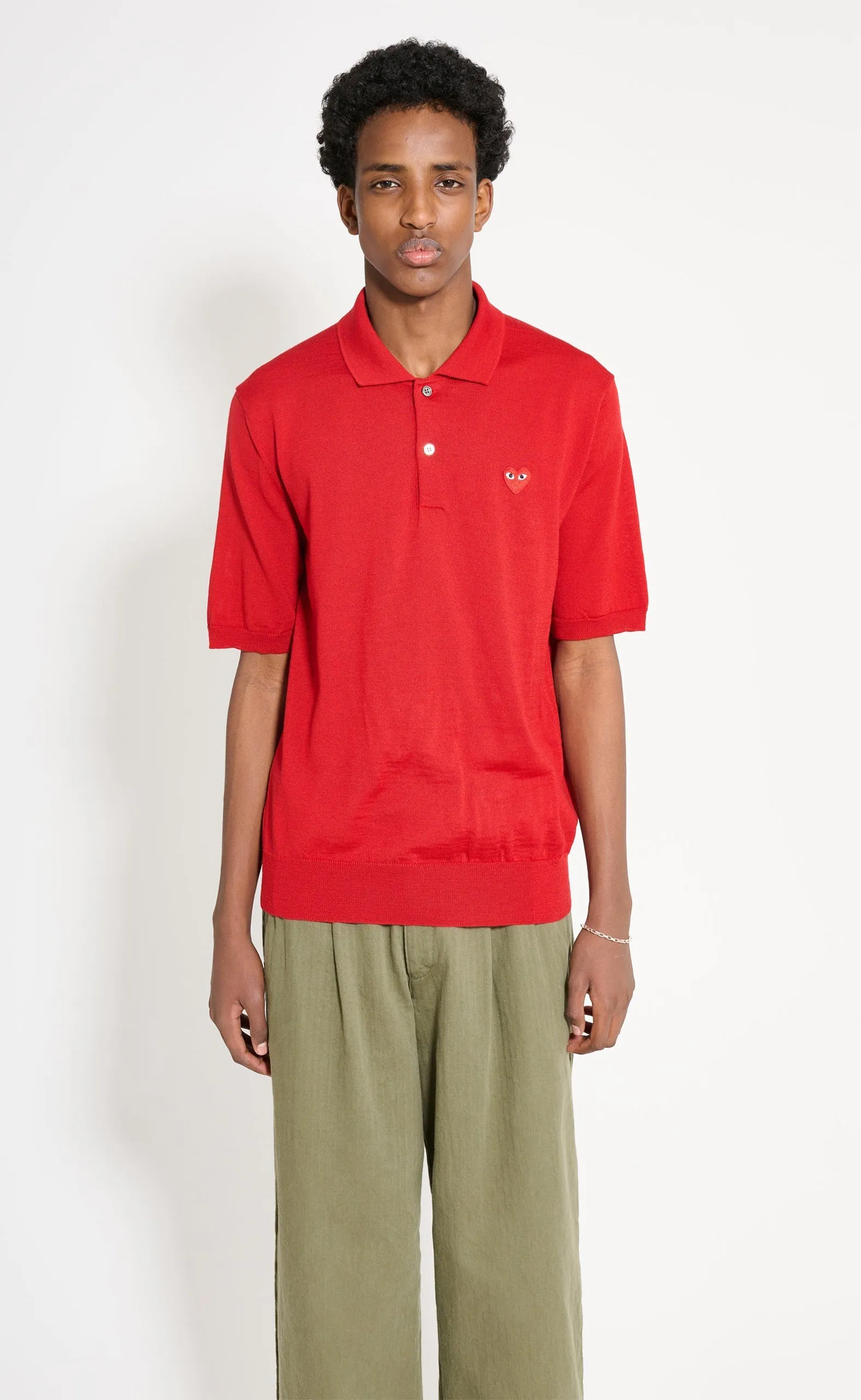 POLO NECK SHORT SLEEVE RED T-SHIRT