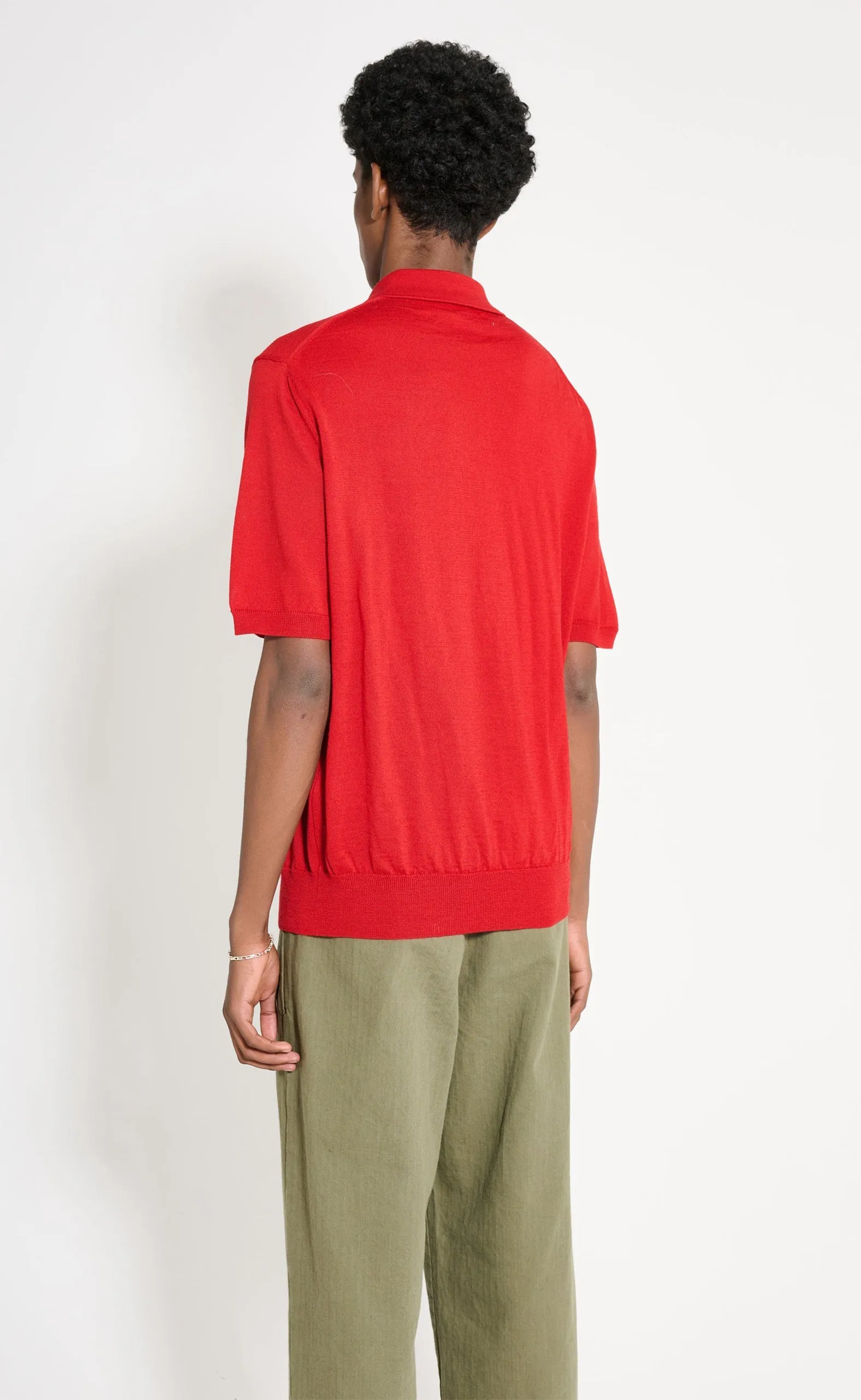 POLO NECK SHORT SLEEVE RED T-SHIRT