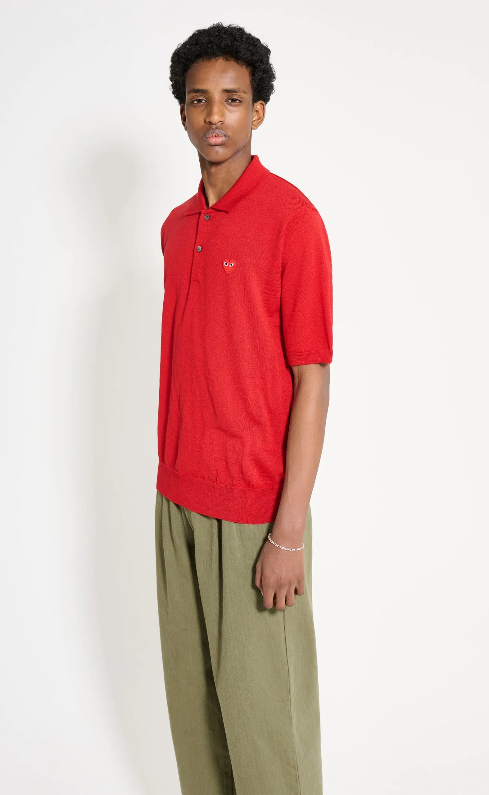 POLO NECK SHORT SLEEVE RED T-SHIRT