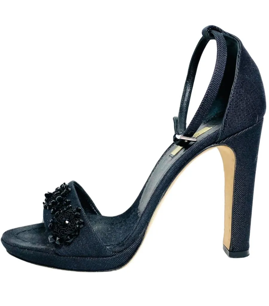 Prada Denim & Crystal Heels. Size 38