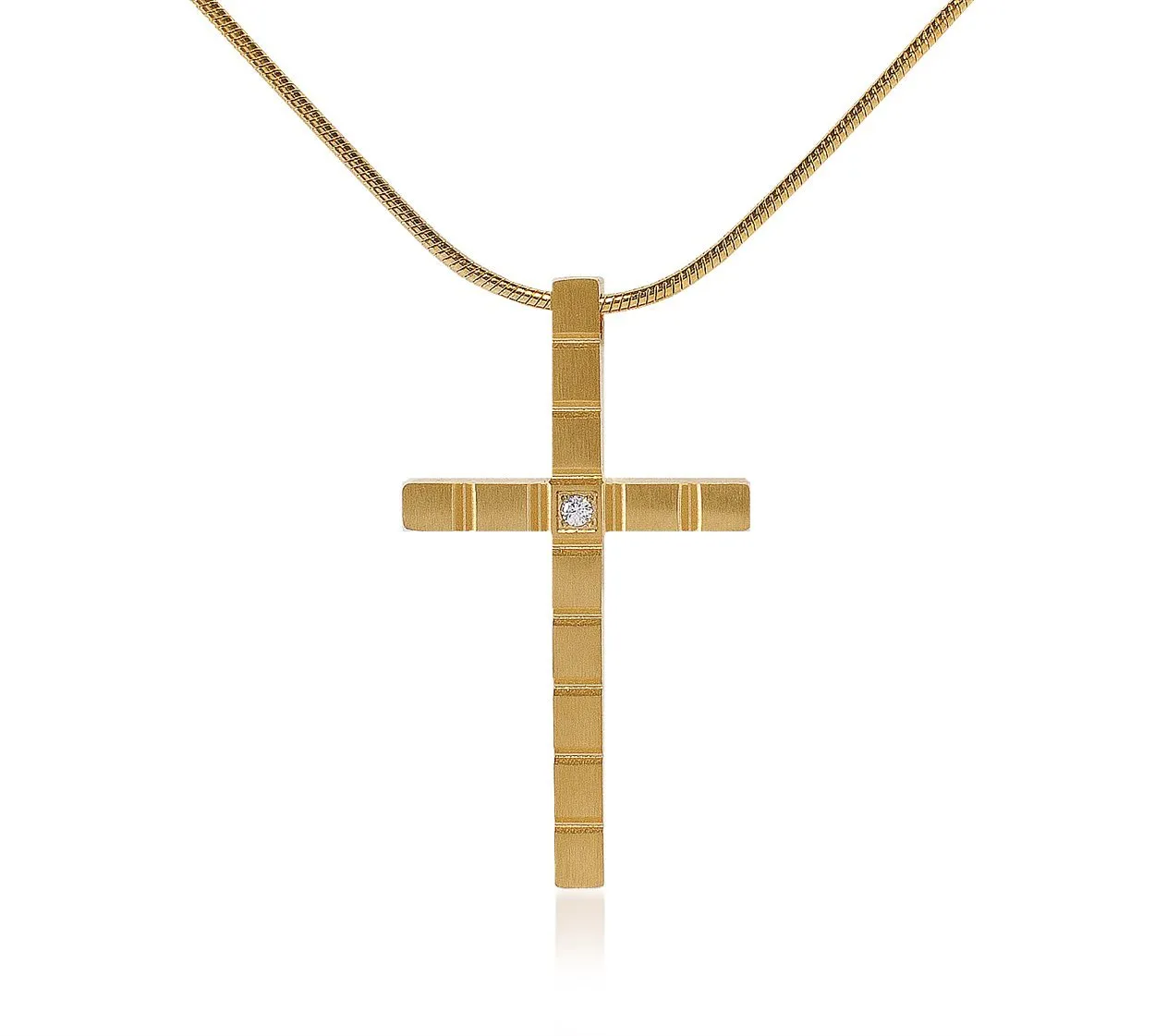 PT209W B.Tiff Box Cut Cross Stainless Steel Pendant