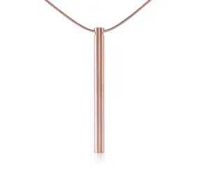 PT300RG B.Tiff Plain Bar Rose Gold Plated Stainless Steel Pendant Necklace