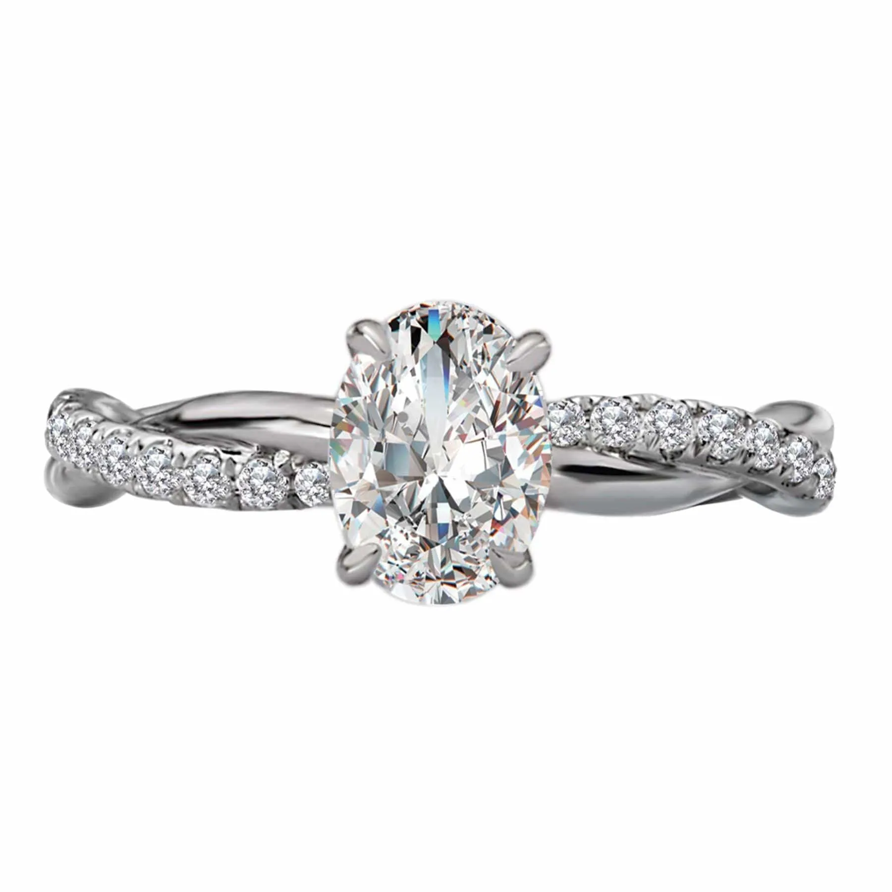 "The Isabel" Twist Oval  Band Semi-Mount Diamond Ring