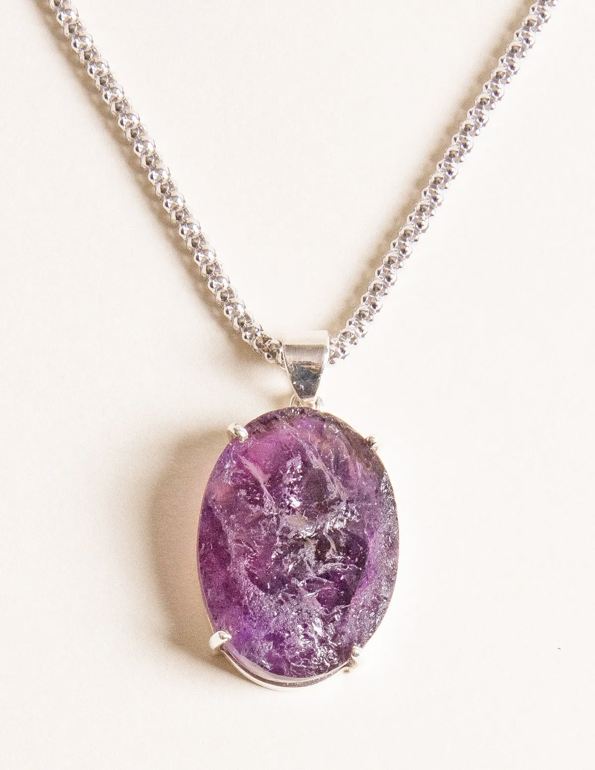 Raw Amethyst Oval Gemstone Pendant