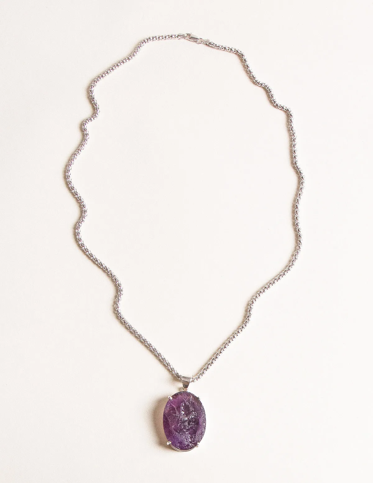 Raw Amethyst Oval Gemstone Pendant