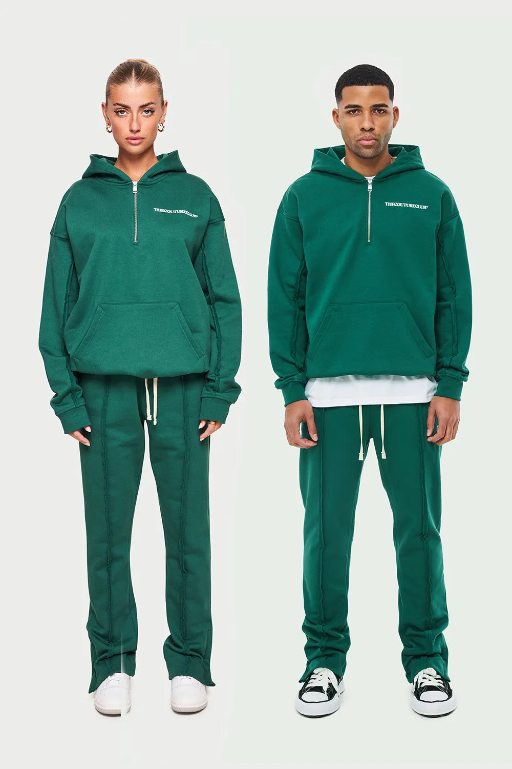 RAW SEAM STRAIGHT LEG JOGGERS - FOREST GREEN