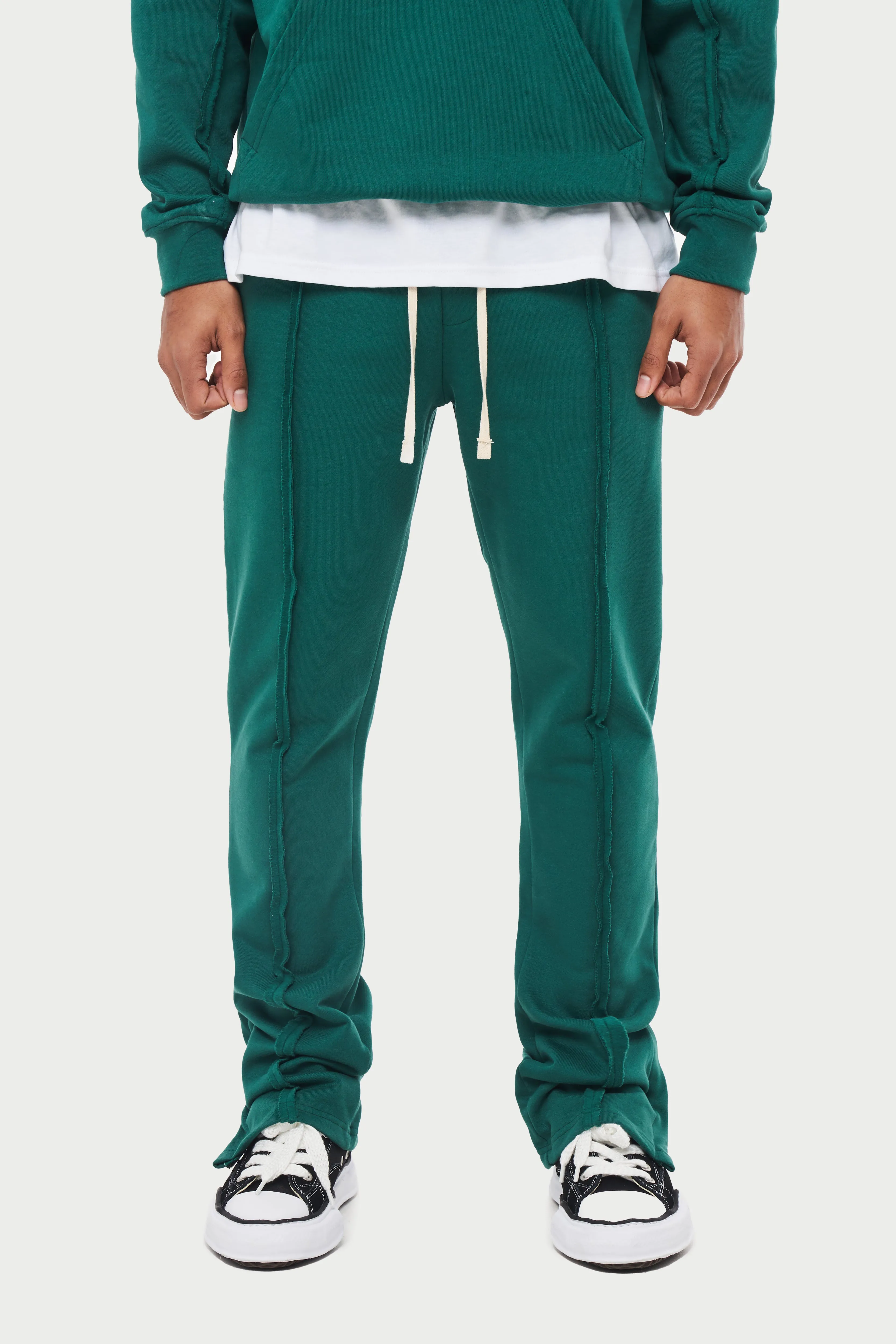 RAW SEAM STRAIGHT LEG JOGGERS - FOREST GREEN