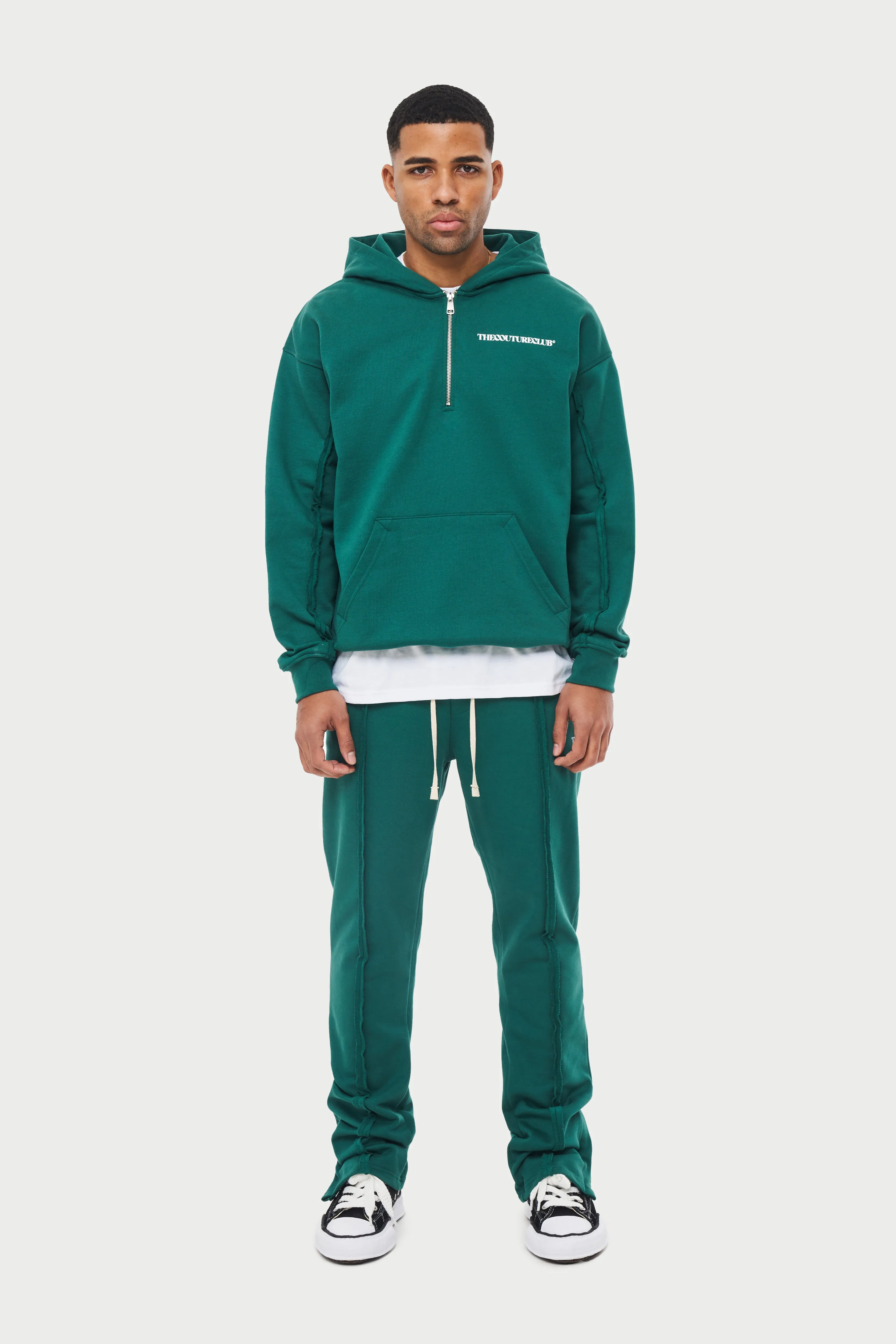 RAW SEAM STRAIGHT LEG JOGGERS - FOREST GREEN