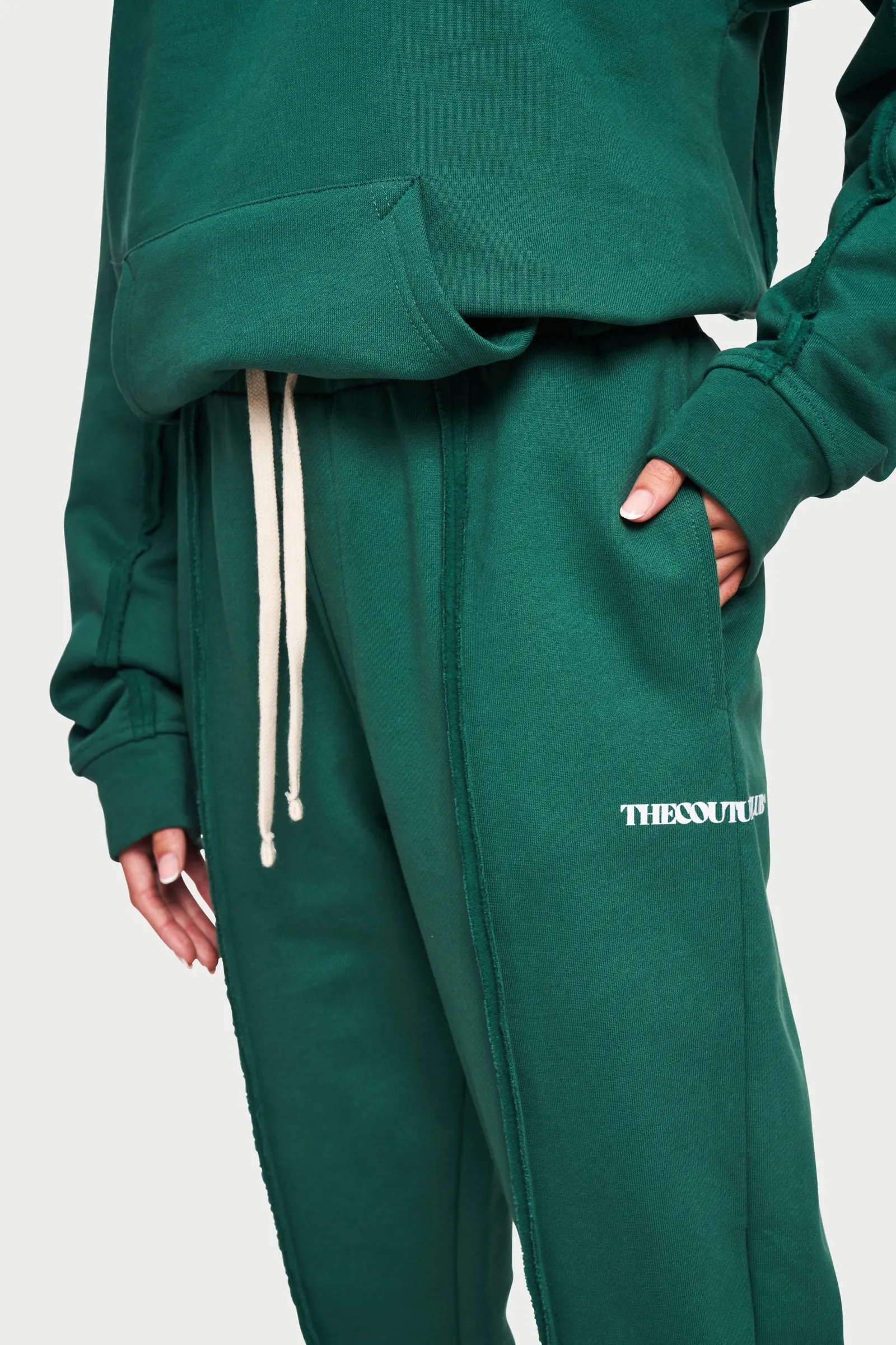 RAW SEAM STRAIGHT LEG JOGGERS - FOREST GREEN