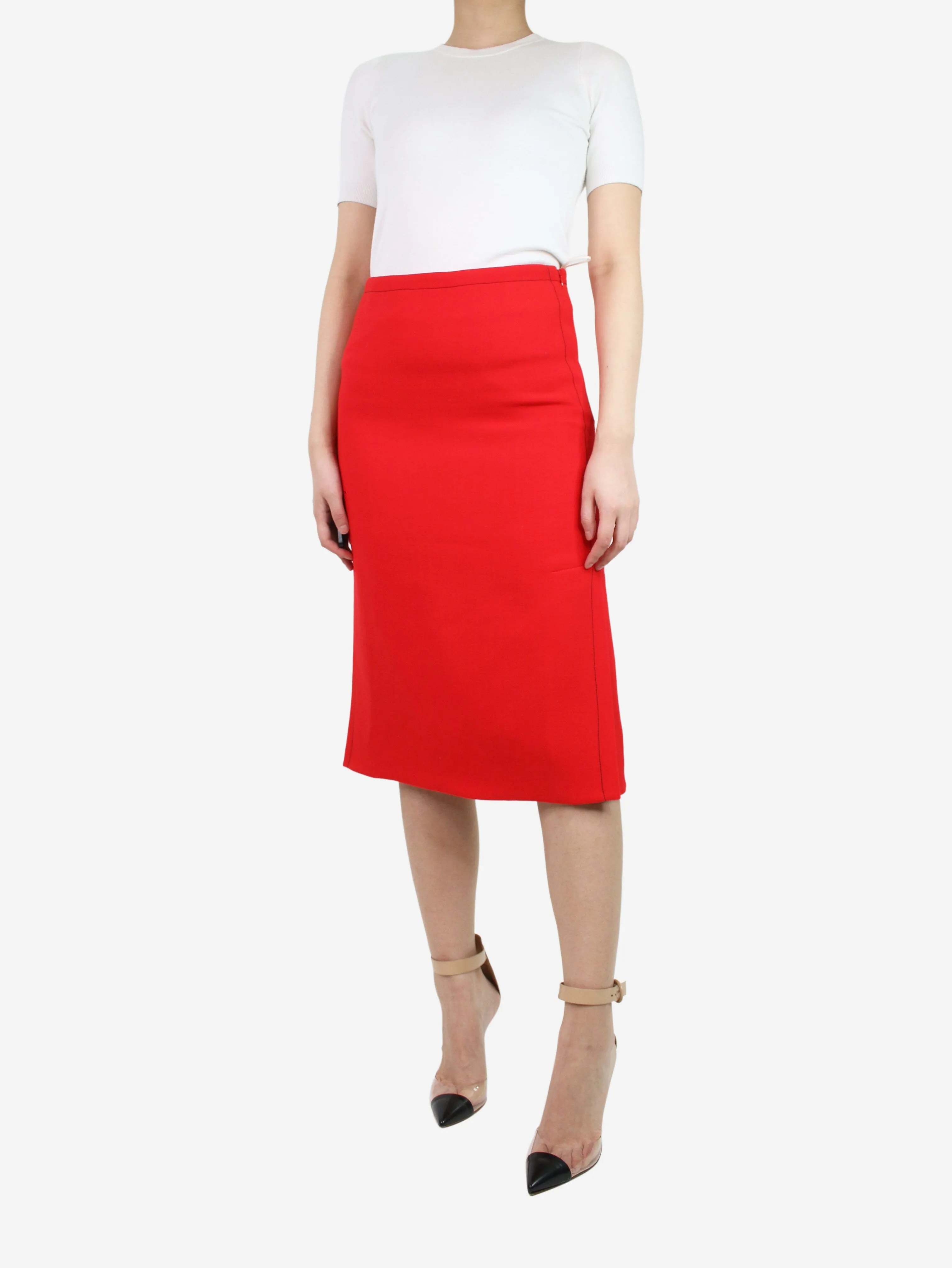 Red skirt with black trim - size UK 6