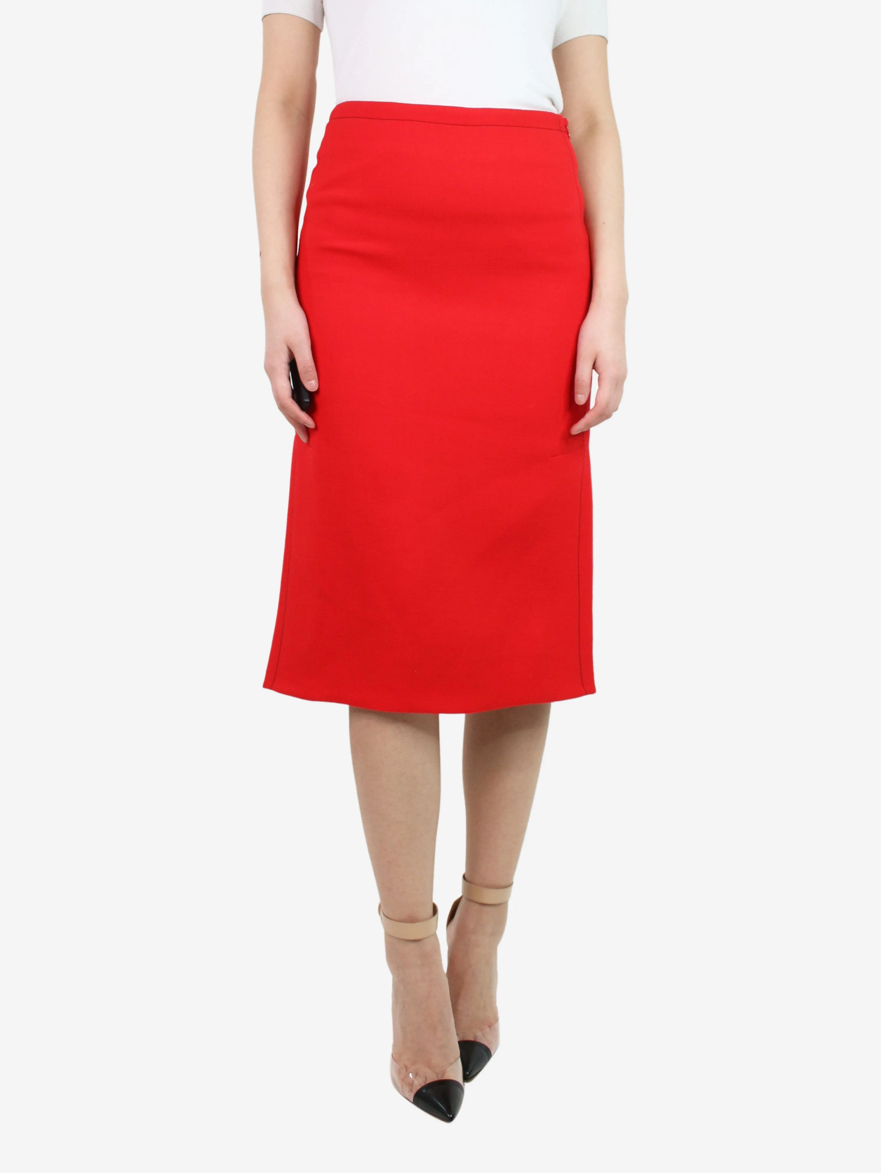 Red skirt with black trim - size UK 6