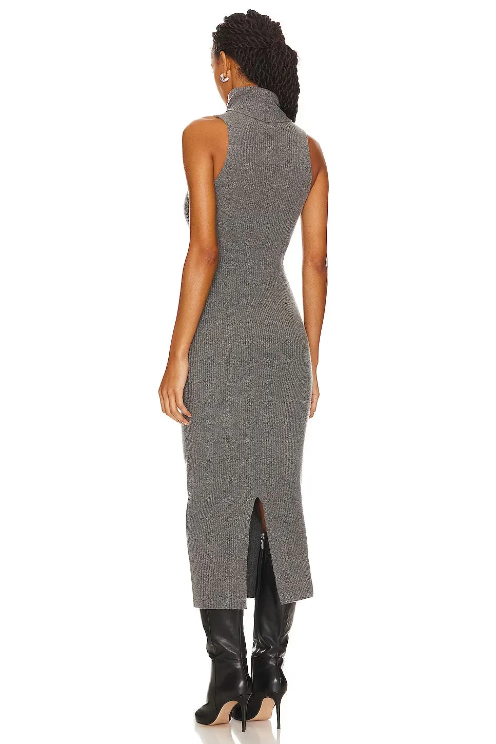 Rib Sleeveless Turtleneck Sweater Dress - Heather Grey