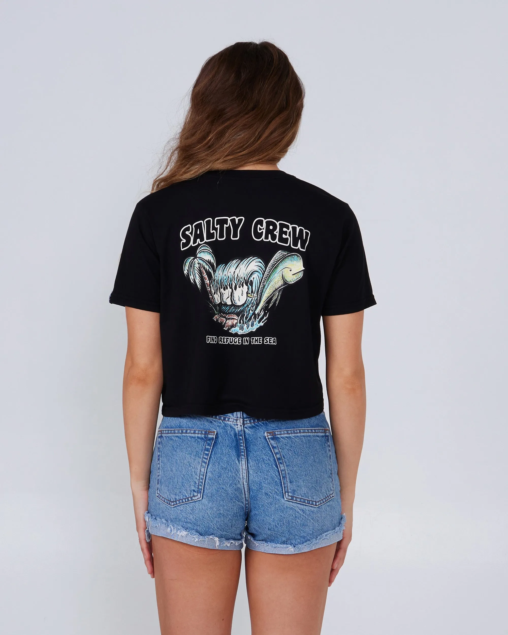 Shaka Black Crop Tee