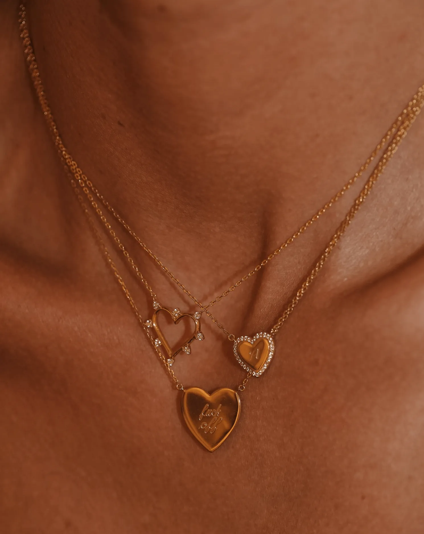 Shimmering Heart Necklace - Gold Vermeil