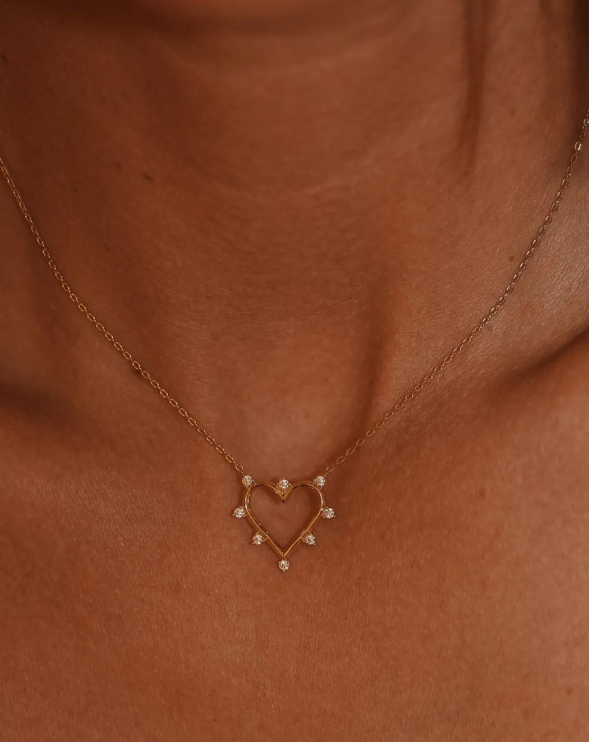 Shimmering Heart Necklace - Gold Vermeil