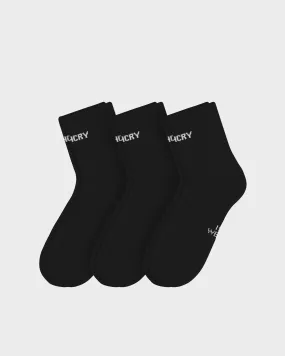 Shin Logo Mid-Length - Black 3 Pack