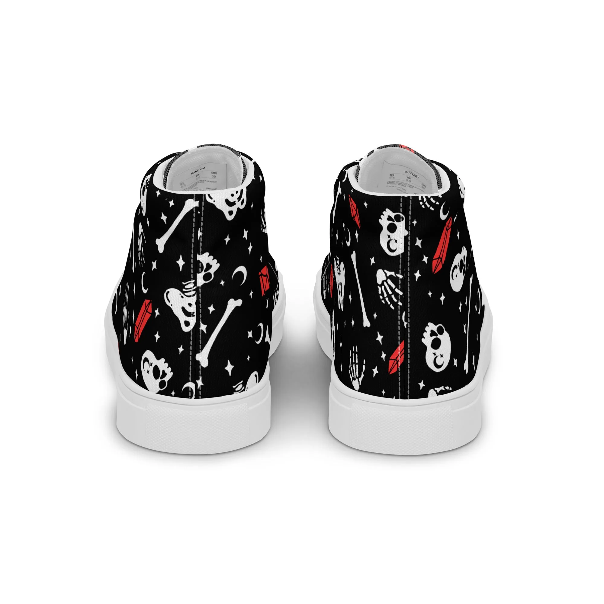 Skulls & Crystals Women’s High Top Shoes - Vegan Gothic Sneakers - Comfortable Goth Trainers - Grunge Dark Kawaii Style