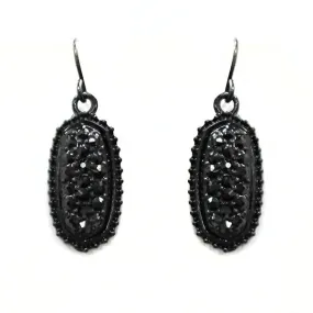 Small Black on Black Oval Earrings