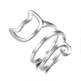 Spiral Cat Ring in Solid 925 Sterling Silver