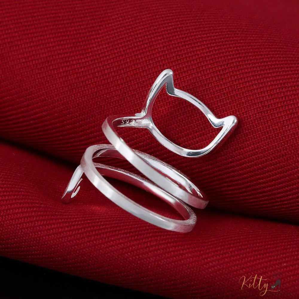 Spiral Cat Ring in Solid 925 Sterling Silver