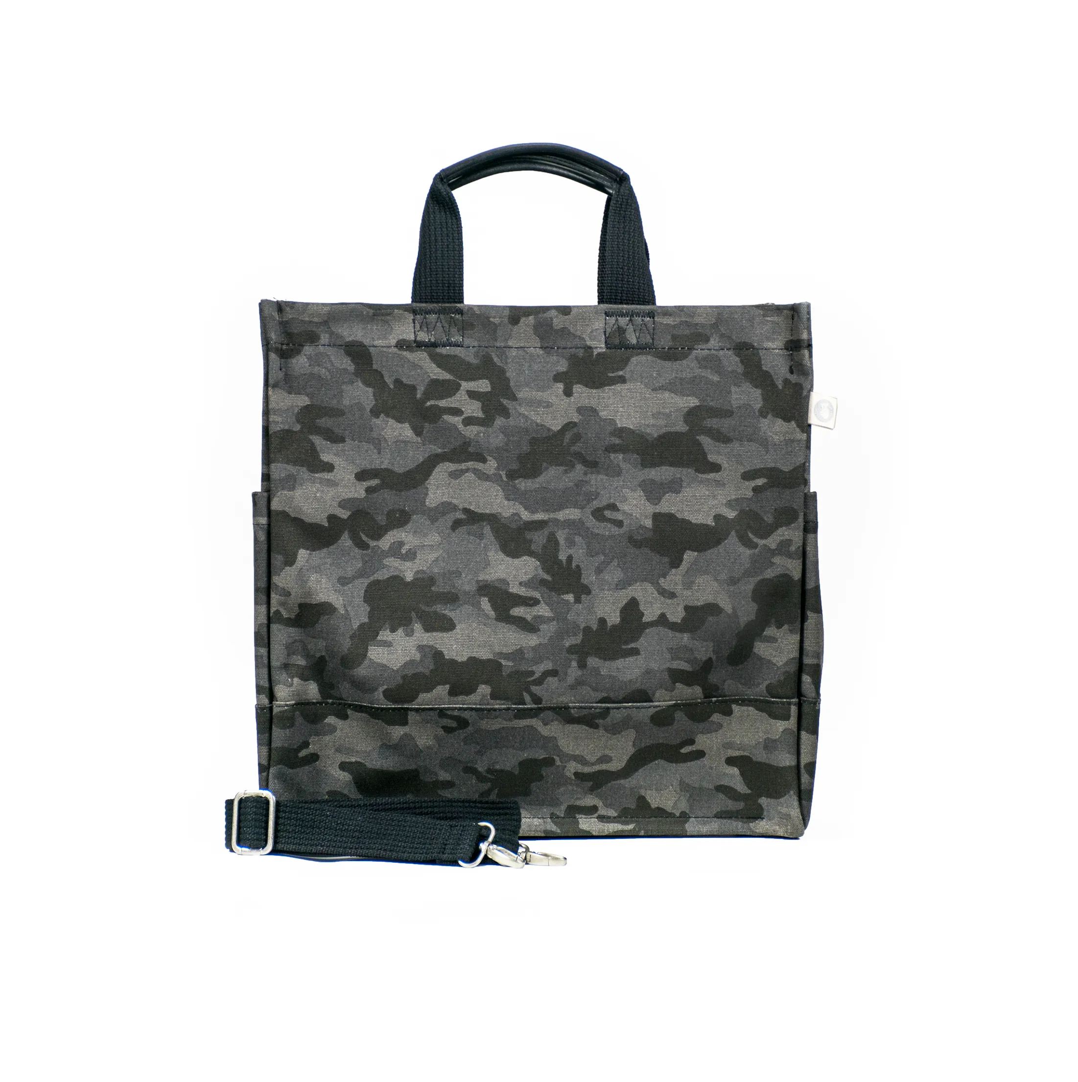 Split Letter Monogram Black Camo North South Bag with Stripe Strap