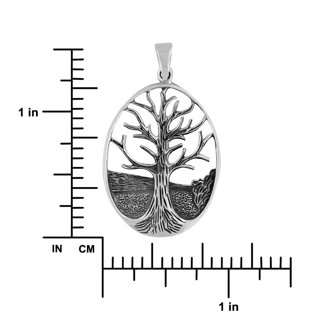 Sterling Silver Oval Tree of Life Pendant