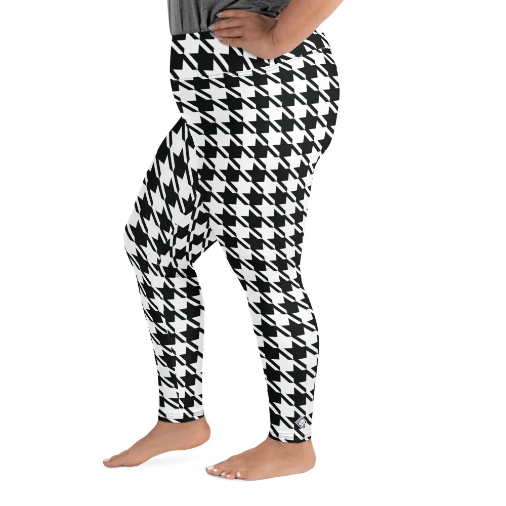 Tailored Fit: Houndstooth Workout Leggings for Plus Size Women