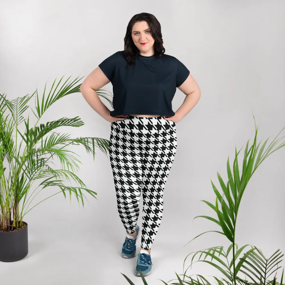 Tailored Fit: Houndstooth Workout Leggings for Plus Size Women