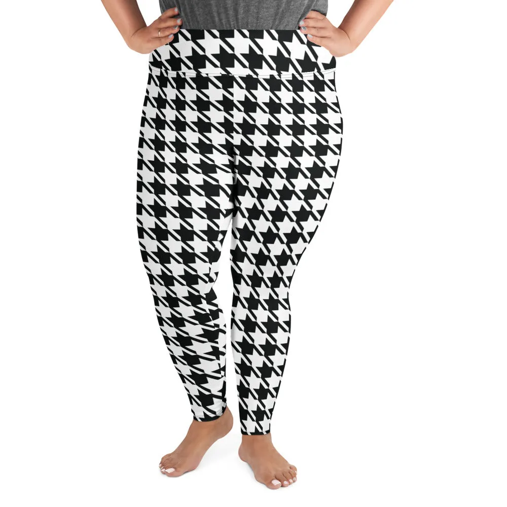 Tailored Fit: Houndstooth Workout Leggings for Plus Size Women