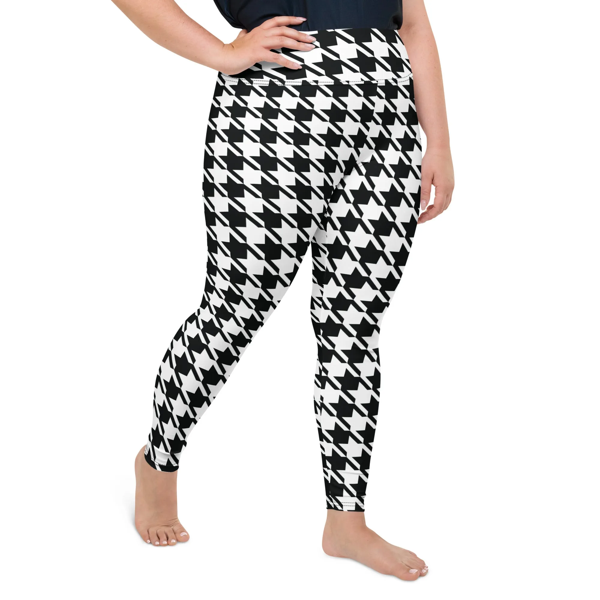 Tailored Fit: Houndstooth Workout Leggings for Plus Size Women