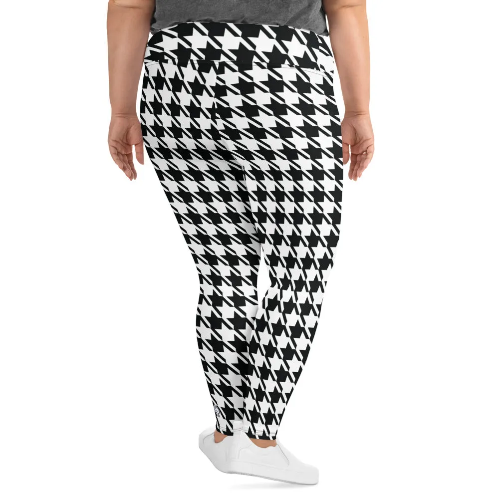 Tailored Fit: Houndstooth Workout Leggings for Plus Size Women