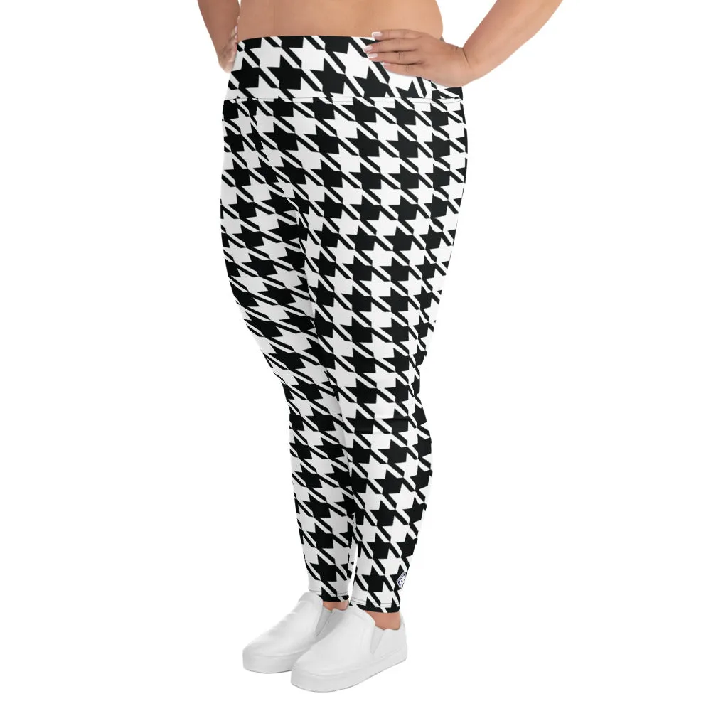 Tailored Fit: Houndstooth Workout Leggings for Plus Size Women