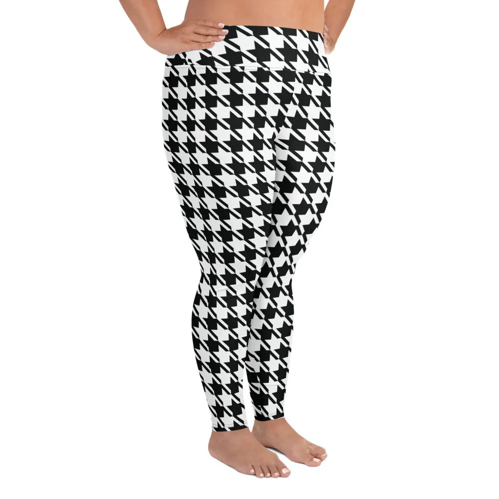 Tailored Fit: Houndstooth Workout Leggings for Plus Size Women