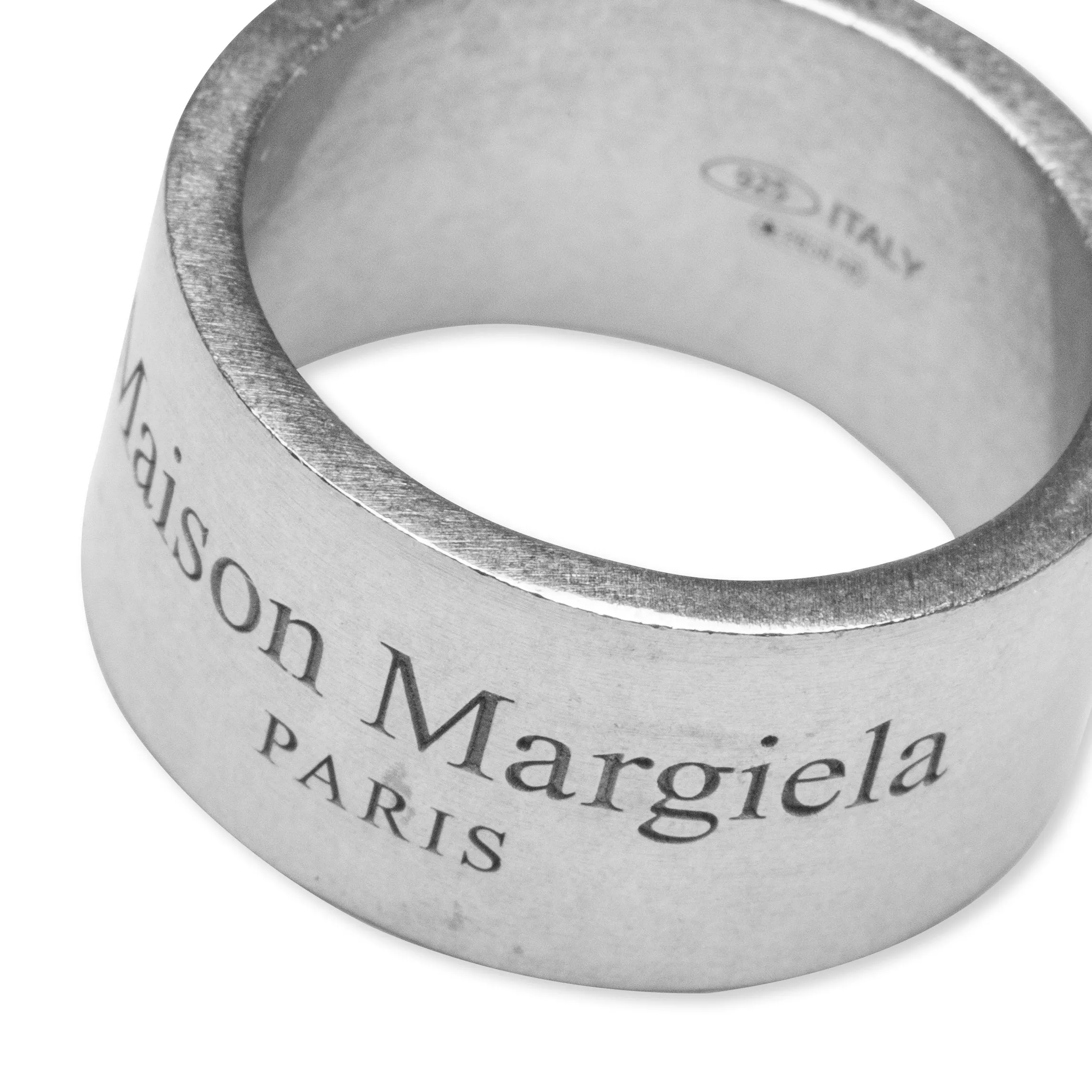 Text Logo Large Band Ring - Palladio Semi Polished