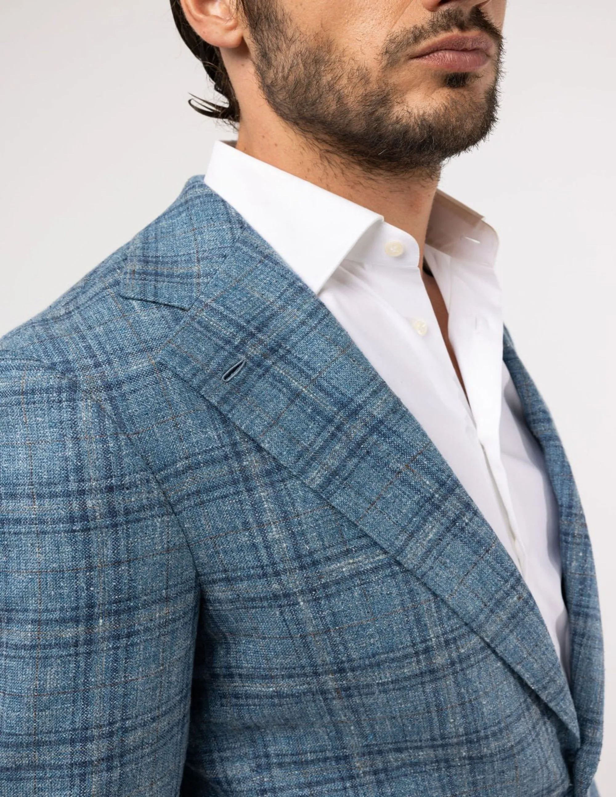 Textured Light Blue Notch Jacket