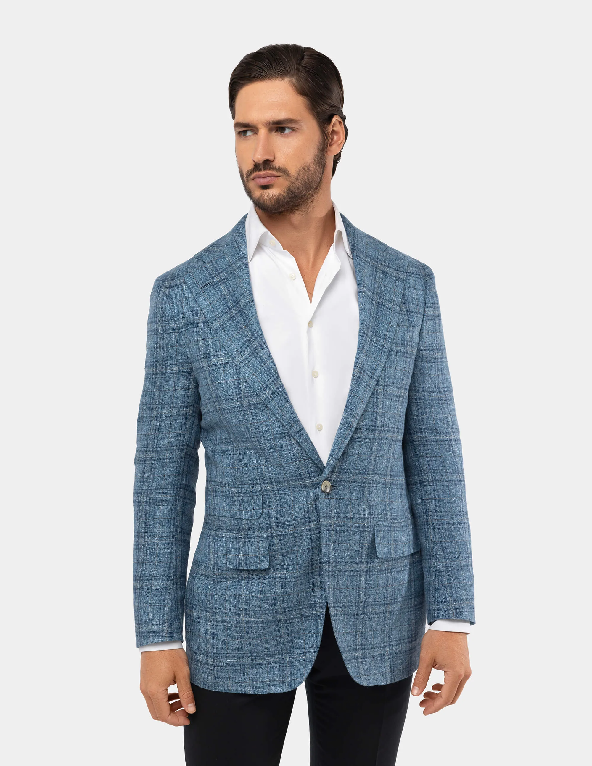 Textured Light Blue Notch Jacket